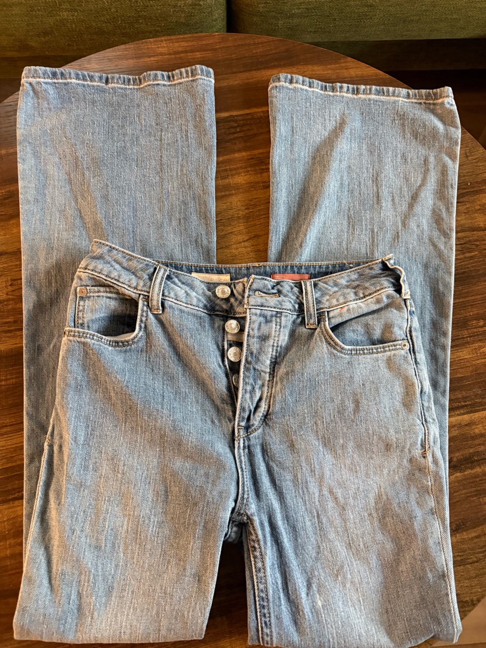Pilcro Light Blue Wide-Leg Button-Fly Jeans